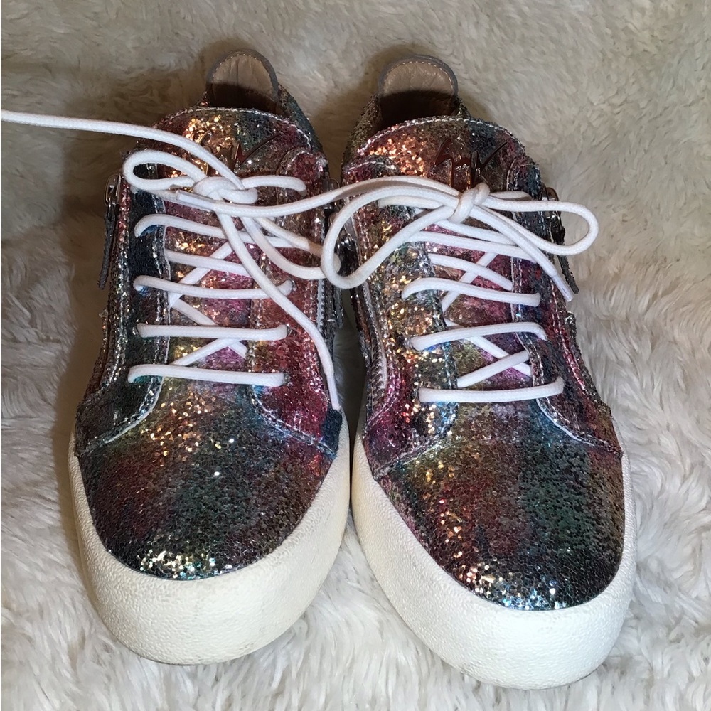 Giuseppe zanotti sparkle lace up sneakers size 9 - Picture 2 of 8